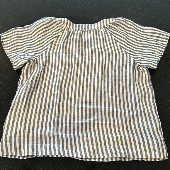JCREW 100% Linen White and Blue Striped Tunic Blouse Size Medium - Picture 7 of 7
